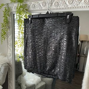 Black BCBG Foil Mini Skirt Med New